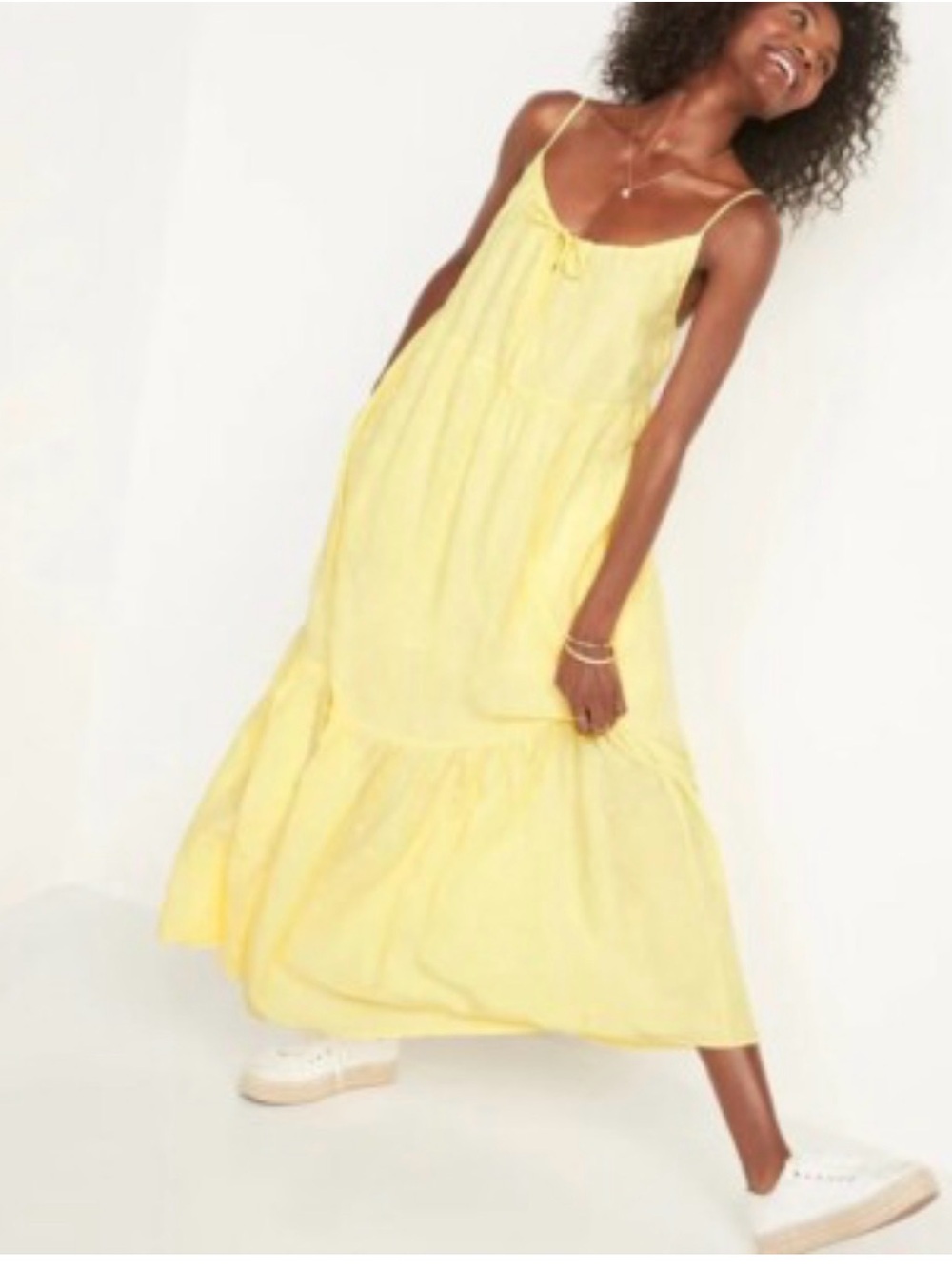 Butter Yellow Sundress Eyelet Maxi Dress Old Navy Cottagecore Euroo Summer S
